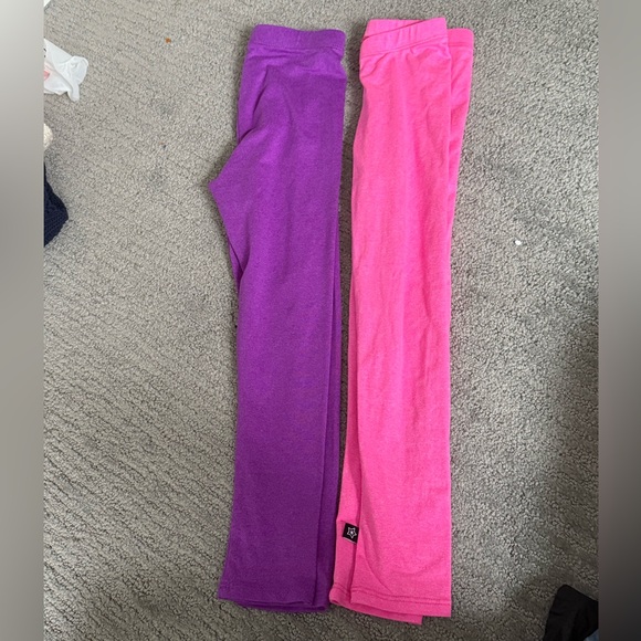 PIXIE LANE - 2 Pairs of Girls Heathered Solid Leggings Pink + Purple Size 5 - Picture 3 of 4